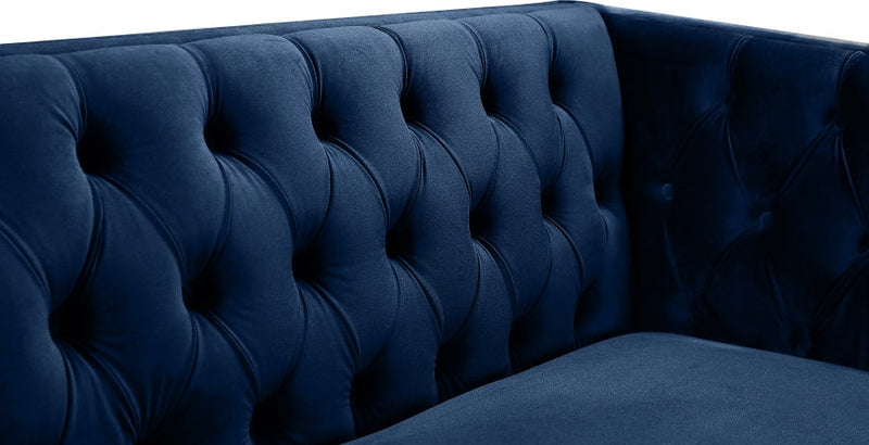 Michelle 90" Velvet Upholstered Sofa in Blue - 652Navy-S