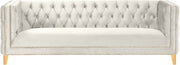 Michelle 90" Velvet Upholstered Sofa in Cream - 652Cream-S