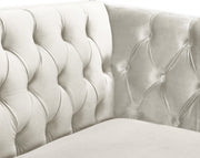 Michelle 90" Velvet Upholstered Sofa in Cream - 652Cream-S
