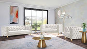 Michelle 90" Velvet Upholstered Sofa in Cream - 652Cream-S