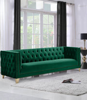 Michelle 90" Velvet Upholstered Sofa in Green - 652Green-S