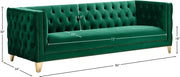 Michelle 90" Velvet Upholstered Sofa in Green - 652Green-S