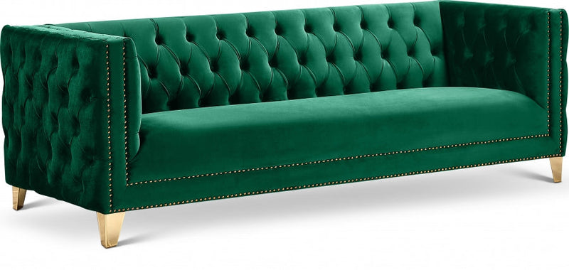 Michelle 90" Velvet Upholstered Sofa in Green - 652Green-S