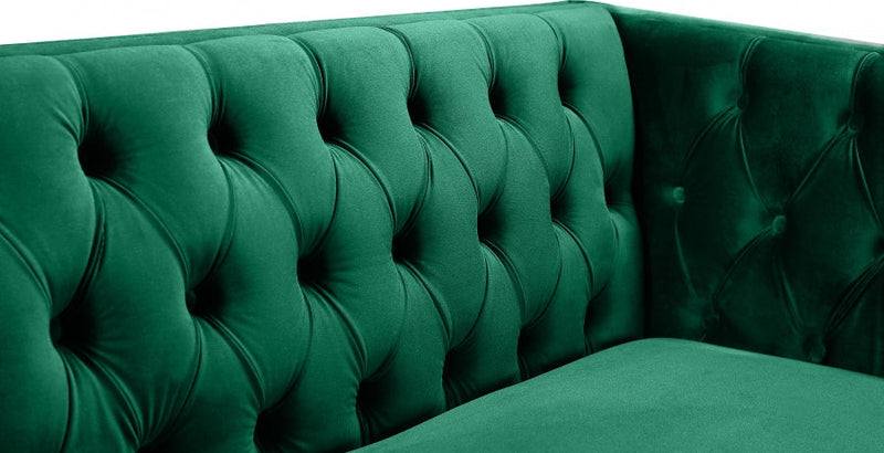 Michelle 90" Velvet Upholstered Sofa in Green - 652Green-S