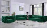 Michelle 90" Velvet Upholstered Sofa in Green - 652Green-S