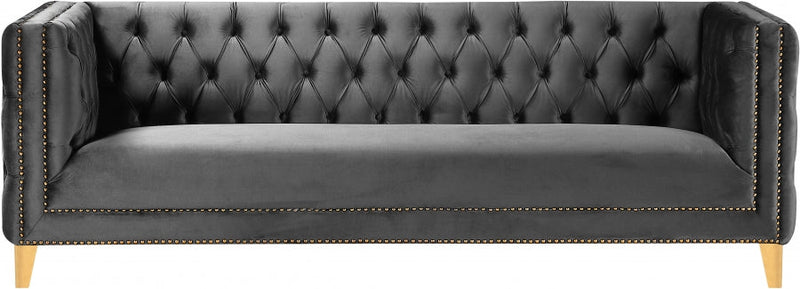 Michelle 90" Velvet Upholstered Sofa in Grey - 652Grey-S