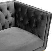 Michelle 90" Velvet Upholstered Sofa in Grey - 652Grey-S