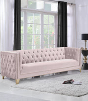 Michelle 90" Velvet Upholstered Sofa in Pink - 652Pink-S