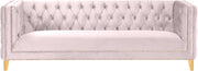 Michelle 90" Velvet Upholstered Sofa in Pink - 652Pink-S