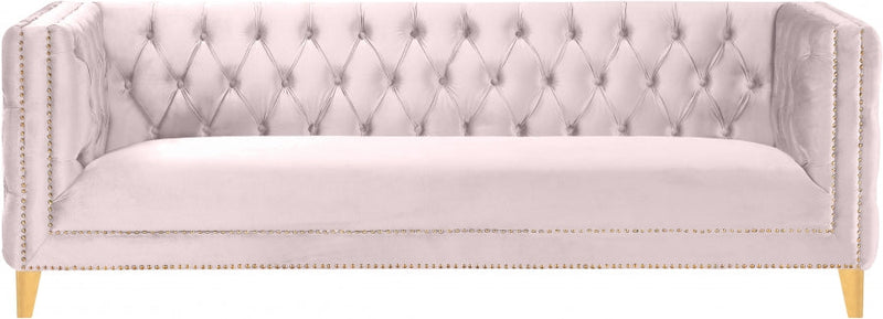 Michelle 90" Velvet Upholstered Sofa in Pink - 652Pink-S