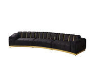 Michelle Black Velvet 3 - Piece Curved 165" Sectional [ETA: 3/15] - Gate FurnitureSectional