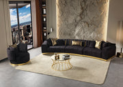 Michelle Black Velvet 3 - Piece Curved 165" Sectional [ETA: 3/15] - Gate FurnitureSectional