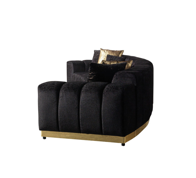 Michelle Black Velvet 3 - Piece Curved 165" Sectional [ETA: 3/15] - Gate FurnitureSectional