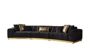 Michelle Black Velvet 3 - Piece Curved 165" Sectional [ETA: 3/15] - Gate FurnitureSectional