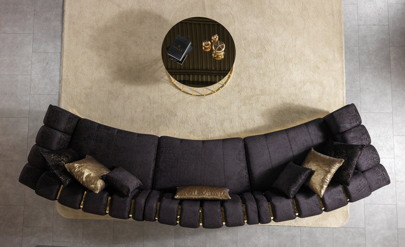 Michelle Black Velvet 3 - Piece Curved 165" Sectional [ETA: 3/15] - Gate FurnitureSectional