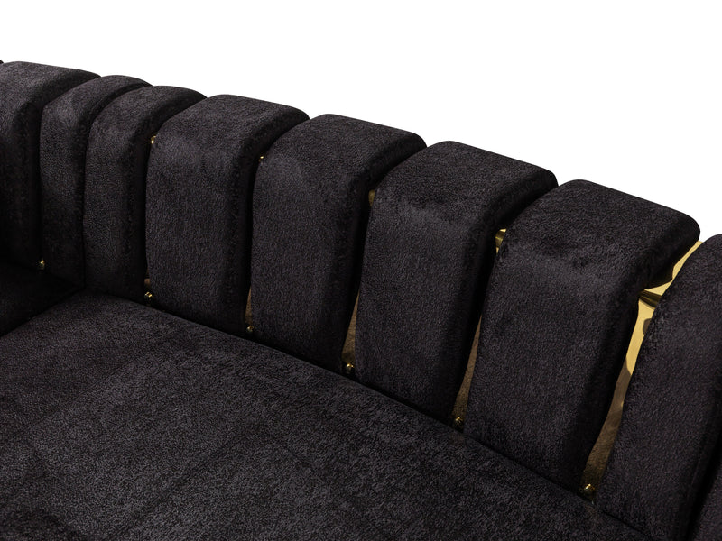 Michelle Black Velvet 3 - Piece Curved 165" Sectional [ETA: 3/15] - Gate FurnitureSectional