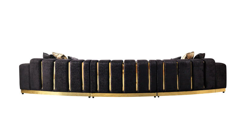 Michelle Black Velvet 3 - Piece Curved 165" Sectional [ETA: 3/15] - Gate FurnitureSectional
