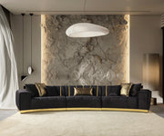 Michelle Black Velvet 3 - Piece Curved 165" Sectional [ETA: 3/15] - Gate FurnitureSectional