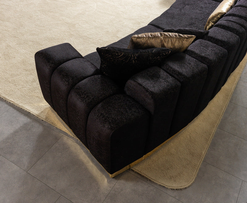 Michelle Black Velvet 3 - Piece Curved 165" Sectional [ETA: 3/15] - Gate FurnitureSectional
