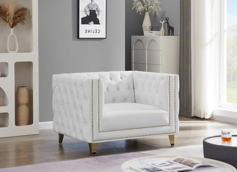 Michelle Vegan Leather Upholstered Chair in White - 651White-C