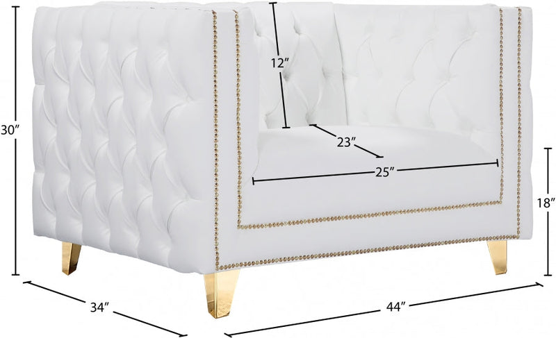Michelle Vegan Leather Upholstered Chair in White - 651White-C