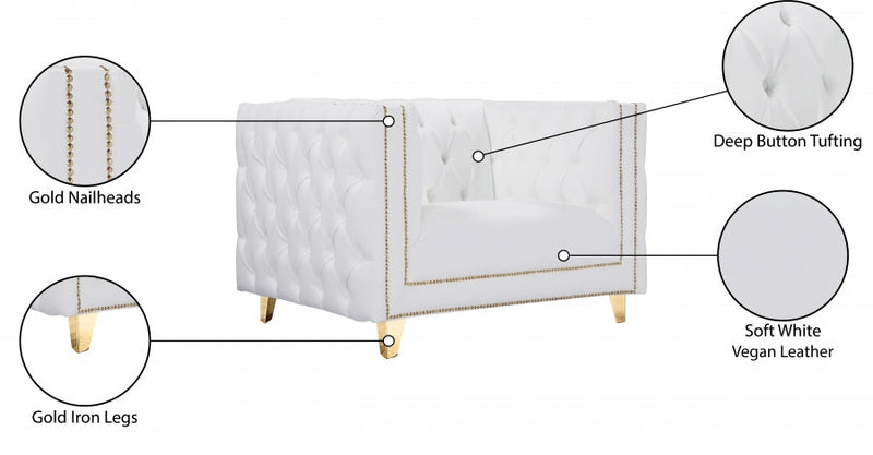 Michelle Vegan Leather Upholstered Chair in White - 651White-C