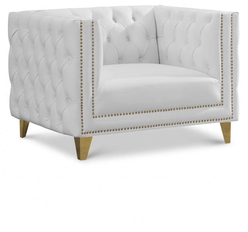 Michelle Vegan Leather Upholstered Chair in White - 651White-C