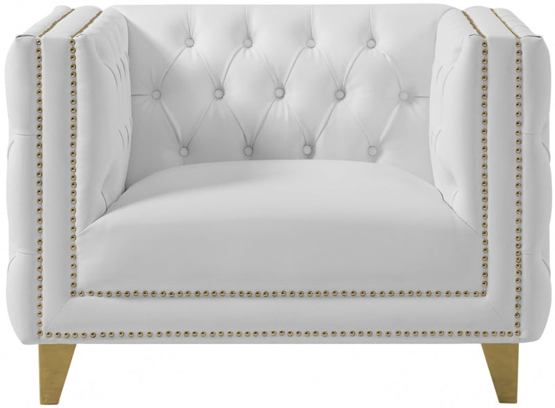 Michelle Vegan Leather Upholstered Chair in White - 651White-C