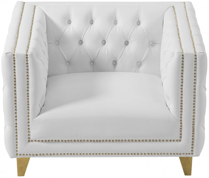 Michelle Vegan Leather Upholstered Chair in White - 651White-C