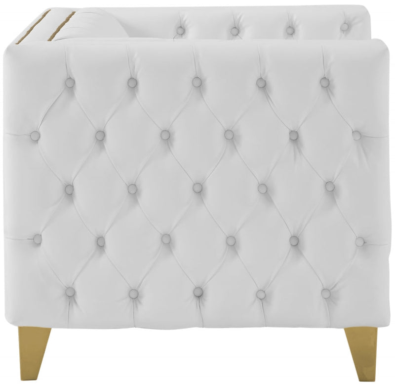 Michelle Vegan Leather Upholstered Chair in White - 651White-C