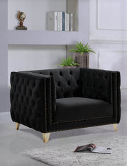 Michelle Velvet Upholstered Chair in Black - 652Black-C