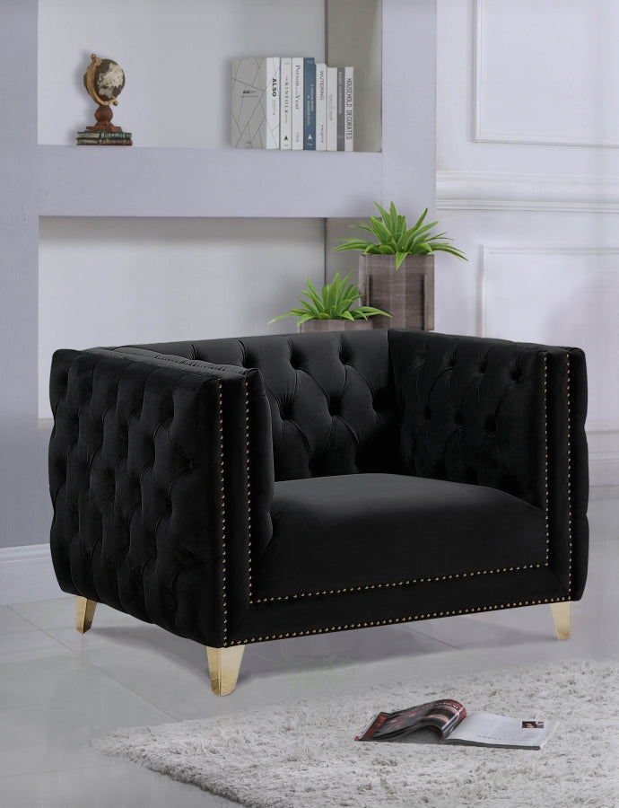 Michelle Velvet Upholstered Chair in Black - 652Black-C