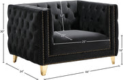 Michelle Velvet Upholstered Chair in Black - 652Black-C