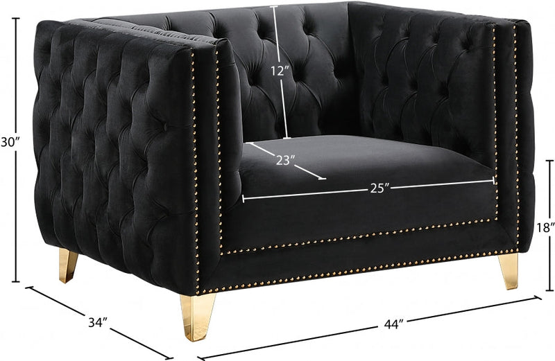 Michelle Velvet Upholstered Chair in Black - 652Black-C