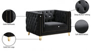 Michelle Velvet Upholstered Chair in Black - 652Black-C