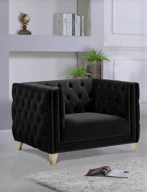 Michelle Velvet Upholstered Chair in Black - 652Black-C