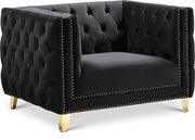 Michelle Velvet Upholstered Chair in Black - 652Black-C