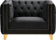 Michelle Velvet Upholstered Chair in Black - 652Black-C