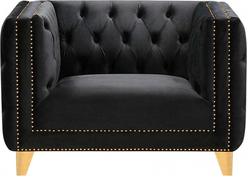 Michelle Velvet Upholstered Chair in Black - 652Black-C