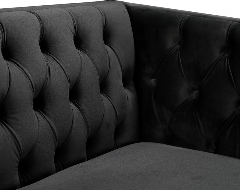 Michelle Velvet Upholstered Chair in Black - 652Black-C