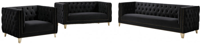 Michelle Velvet Upholstered Chair in Black - 652Black-C