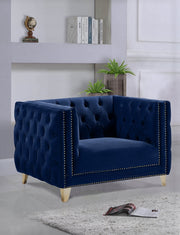Michelle Velvet Upholstered Chair in Blue - 652Navy-C