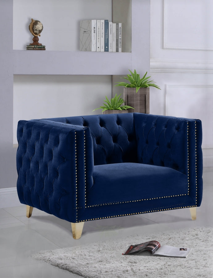 Michelle Velvet Upholstered Chair in Blue - 652Navy-C