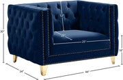 Michelle Velvet Upholstered Chair in Blue - 652Navy-C