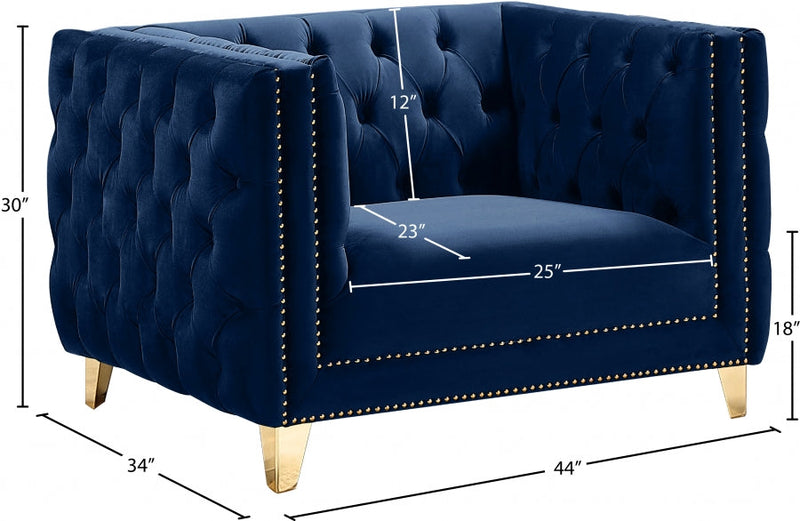 Michelle Velvet Upholstered Chair in Blue - 652Navy-C