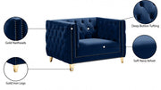 Michelle Velvet Upholstered Chair in Blue - 652Navy-C
