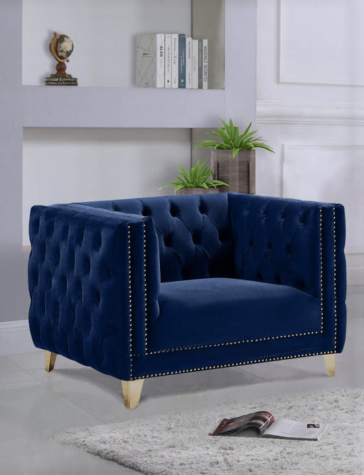 Michelle Velvet Upholstered Chair in Blue - 652Navy-C