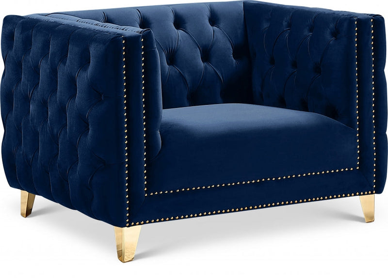 Michelle Velvet Upholstered Chair in Blue - 652Navy-C