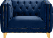 Michelle Velvet Upholstered Chair in Blue - 652Navy-C
