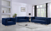Michelle Velvet Upholstered Chair in Blue - 652Navy-C
